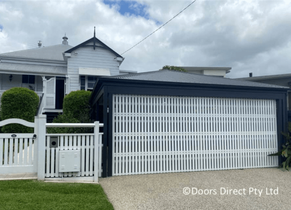 Custom-Aluminium-Sectional-Door-65mm-vertical-slats-30mm-gaps-Pearl-White-Gloss-10096